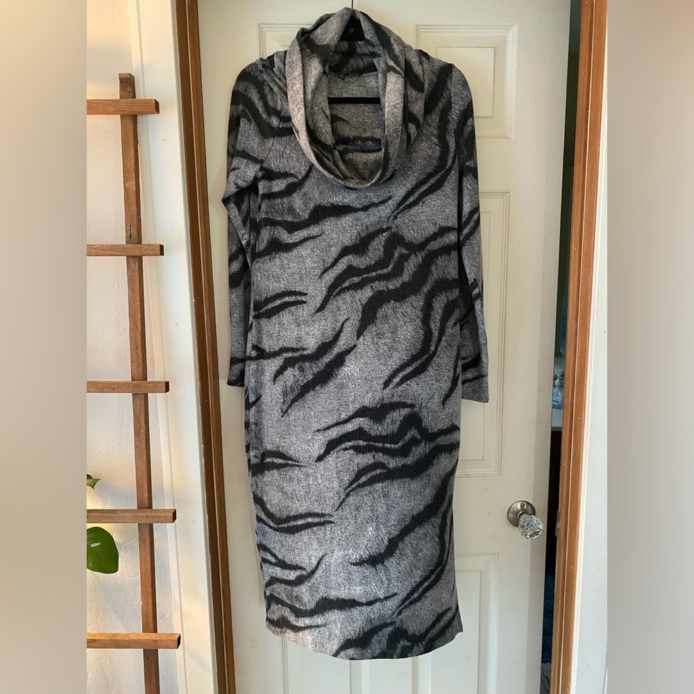 Accepting offers- White House Black Market Gray and Black Cowl Sweater Dress